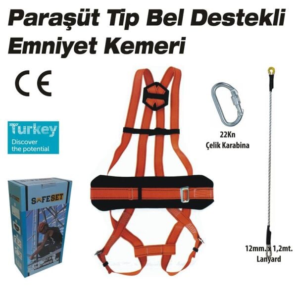 PARAŞÜT TİP BEL DESTEKLİ EMNİYET KEMERİ SETİ