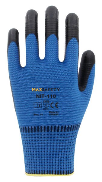NİTRİL KAPLI ELDİVEN (MAVİ - SİYAH) NO: 8 - 9 - 10