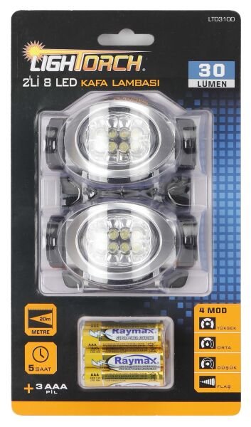 8 LEDLİ KAFA LAMBASI 2 Lİ SET